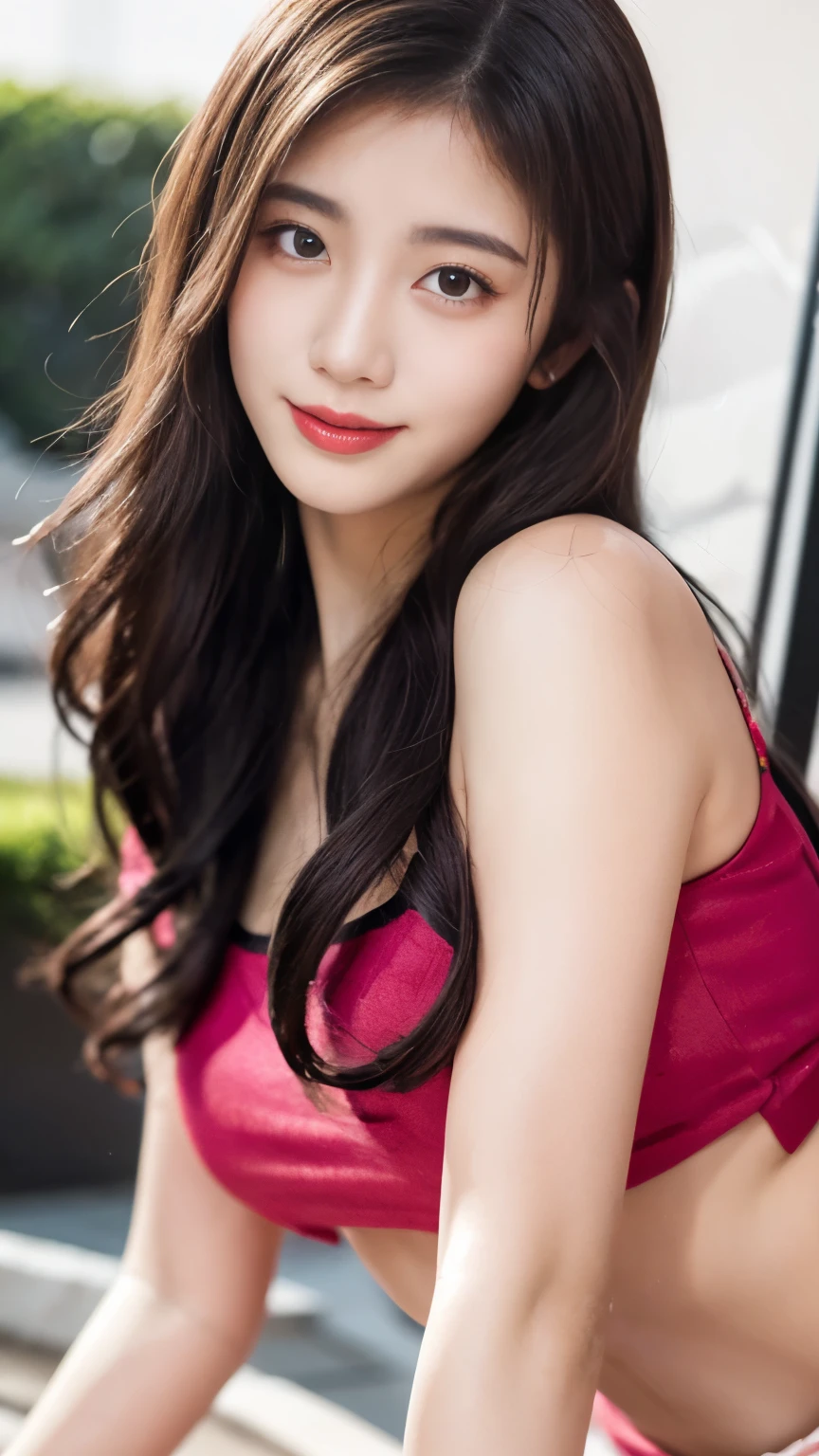 (((True Beauty))), ((Facing forward:1.8))、Black Hair、Round eyes、False eyelashes、Straight hair, Wavy Hair、correct、Deep Red Lipstick、Striped Hair、Brown Hair、Blue Hair、(Gradient Hair)、Asymmetrical Hair、Hair behind the ear、Crossed bangs、Long Hair、((お尻までLong Hair))、Long Hair、Straight bangs、 Silky Hair、Hair up on one side、とんでもなくLong Hair、Light brown eyes、Ring Eye、Round eyes、Wicked Smile、A light smile、Cast a Shadow、(Extraordinary presence:1.5)、Backlight、、最high quality、超High resolution、超High resolution、Very realistic, Textured skin、high quality、最high quality、Awards、32k, stand、stand、Hair folder、Embarrassed laugh、Redness in the ears、Shine、Very detailed、、解剖学的にcorrect、masterpiece、Accentuate your breasts、High resolution、High detail、Long eyelashes、A slight blush、(((Full Body Shot)))、(Hands on hips)、Seductive pose、Eye height 、