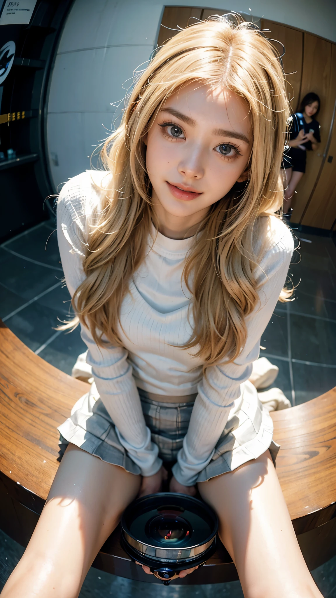 ( detailed realistic background:1),
( official art, beautiful and aesthetic:1 ),
realistic lighting,
cinematic lighting,
hyperrealism,
soothing tones,
muted colors,
high contrast,
soft light,
sharp,
artistic photoshoot,
,
( cute, petite ),
slender,
european,
pale cheeks,
square face shape with angular jaw,
natural "no-makeup" makeup,
big breasts,
feet,bare neck,
platinum blonde hair ,
eyes,
crouching ,
wearing lurex pleated tunic,high-low skirt and ankle boots,