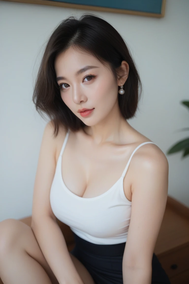 8k, Ultra-high resolution, highest quality, masterpiece, Surreal, photograph, 1 girl, (16 years old:1.3), pretty girl, Cute Face, Beautiful eyes in every detail, 細かくdetailedに,masterpiece,.In a stylish cafe with lots of windows,愛らしく魅力的な女性の半身photograph ::3 trends, The modern, form-fitting outfit accentuated her perfect figure. ::Canon 6D Mark IIと85mmレンズでfストップで撮影したphotograph2枚/ 4 and ISO 100 ::3. Attractive shots, 受賞歴のあるphotograph, Clear focus, Dynamic Lighting ::1,Sexy pose、See through 、Looking at the audience、beauty,Long neck、Laugh a little、Please close your mouth and laugh、(((Ideal body type))),A-cup small breasts :2,、Portraiture:2、Perfect Anatomy、鮮明なdetailed、detailed、Surreal、Light and shadow,Strong light,Fashion magazine cover,Thin lips