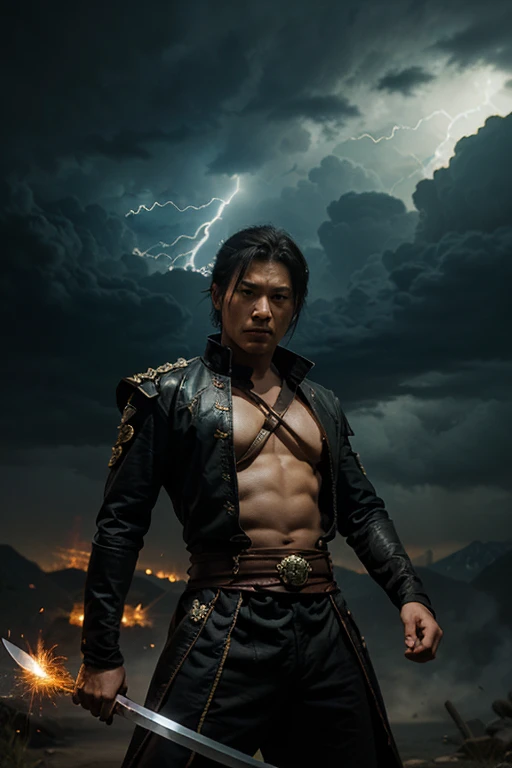 A swordsman with a chinese background who has magical powers in the form of lightning that snatches