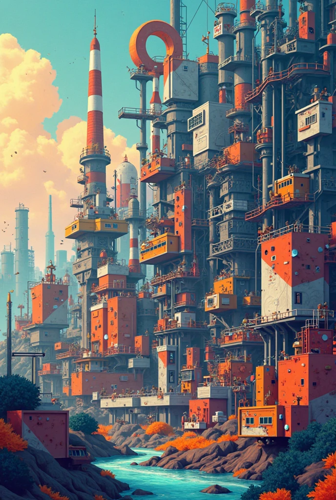 Create an animated collage about industrial production engineering and its different areas
