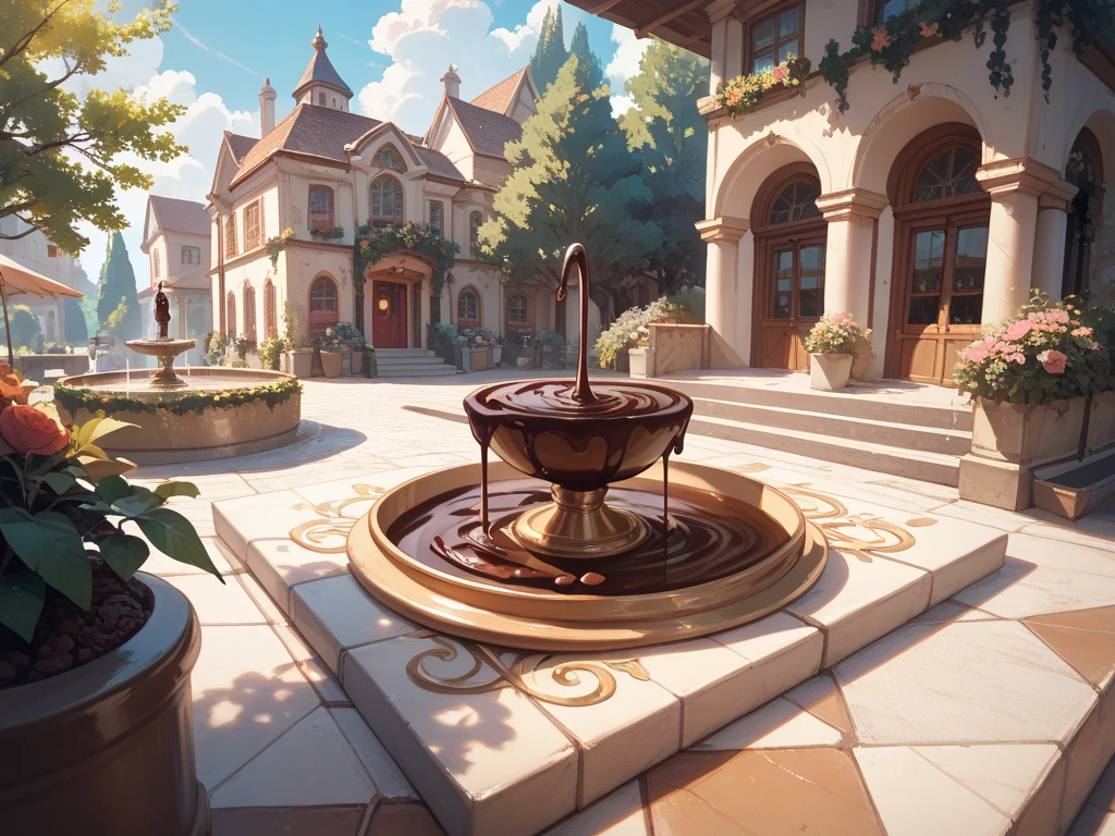 chocolate fountain　chocolate tiles　Square