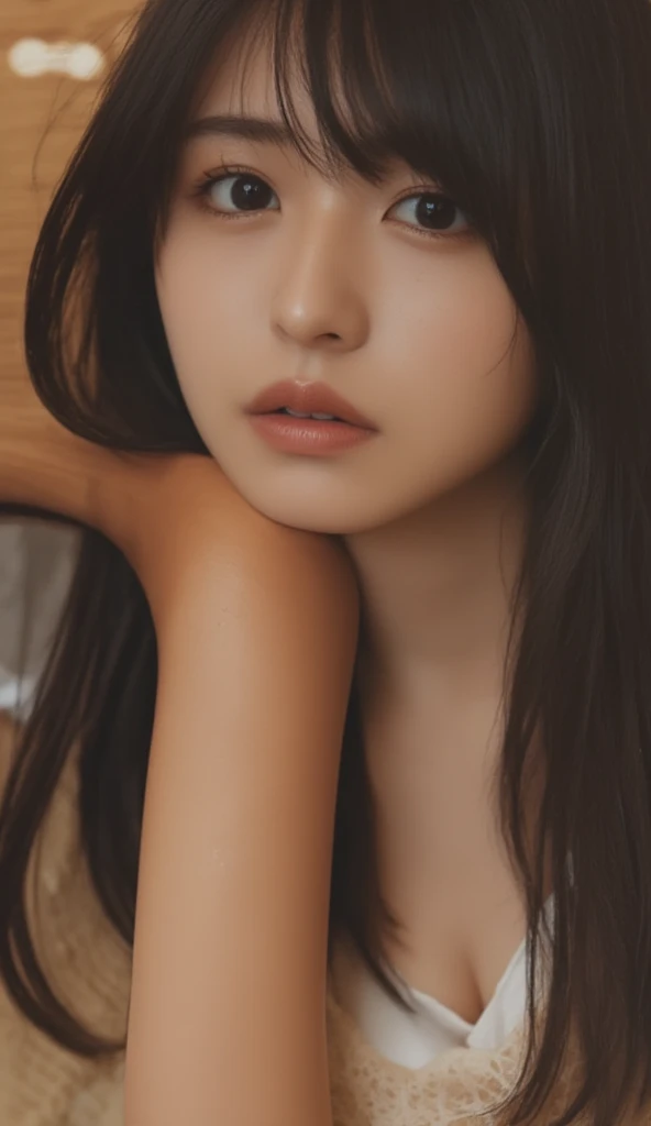 {{{masterpiece}}},{{{{{official art}}}}},{{{high quality}}},{{{best quality}}},{{{{8k_wallpaper}}}},{{{{extremely detailed eyes}}}},{{{{extremely detailed body}}}},{{{{extremely detailed finger}}}},1 person, Long Hair, brown hair, (hair over one eye),straight hair,messy hair,  Beautiful Eyes,  Iris、Beautiful Face, Detailed eyes and face, (NUDE), Dynamic Lighting, (In the Dark:1.5, Deep Shadow), Inconspicuous key, (Cowboy Shot), seductive pose, sexy pose, lying on bed, sleeping, close her eyes, embressing,sexy bedroom