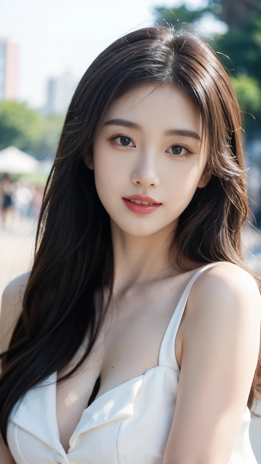 8K, Ultra-high resolution, 最high quality, masterpiece, Surreal, photograph, 1 girl, (:1.3), pretty girl, Cute face, 細部まで美しいeye, Japan Female Announcer、intellectual,(logo、masterpiece、8k、Tabletop、RAWphotograph、wonderful、最high quality、Photorealistic and 非常にdetailed CG integrated 8k wallpaper、high quality、非常にdetailed、Narrative poem、Particle Effects、Dynamic Effects、Written boundary depth、Cinematic Light、Lens flare、Ray Tracing)、Fantasy、 (One beautiful woman、White pants、White T-shirt、White tube top、White crop top、Black-haired、Beautiful Face、True Face、Beautiful details、eye、Beautiful Skin、Ultimate Body、glamorous)、私の髪はWindに舞う、Hair flutters in Wind、Hair bounces、Seaside、wonderful景色、Coastal、sunrise、Sun in the background、Wind、Beach,((カメラeye線のセクシーなショット))、Sexy pose、See through 、Look at the audience、beauty,Long neck、Smile a little、Please close your mouth and laugh、(((Ideal body proportions))),A cup small breasts :2,Portraiture:2、Perfect Anatomy、Vivid details、detailed、Surreal、Light and shadow,Strong light,Fashion magazine cover,Thin lips