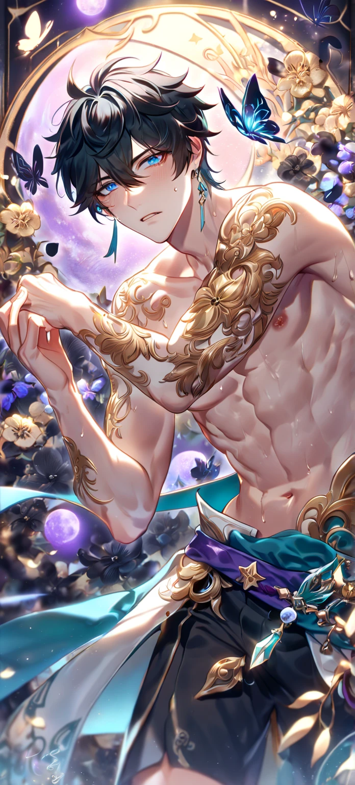Cinematic Still of a Shirtless Guy, showcasing chiseled abs and adorned with radiant unicorn wings, wearing a whimsical unicorn hat. Best quality (1.2): 4k, 8k, high resolution, masterpiece.
A unicorn-themed tableau unfolds, as the guy in all his mythical splendor, holds a delicate porcelain teacup adorned with intricate unicorn motifs. Surrounding him, an enchanting world teems with unicorns in their countless manifestations, frolicking and prancing in a vibrant and magical landscape. (Unicorns everywhere