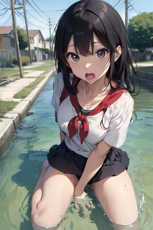 muste piece,masterpiece,highest quality,Super detailed high resolution,8K portrait,Unity,8k壁紙のHigh definitionCG,portrait photography,shiny skin,High definition,(:1.3),(1 girl),beautiful clear eyes,extremely detailed description,delicate face,nice lips,slender body,thin waist,thin legs,(school poolside:1.6),cute type,perfect face,seriously,(blush:1.5),(cute:1.5),(black hair bun hair:1.3),((medium breasts:1.3)ve nipples:1.2),((climagina:1.5)),(spegs:1.5),(1.5),(nude:1.2