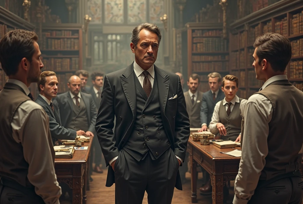 Could you make an image of a person who is a boss leading his workers in a company that dates back to the year 1860