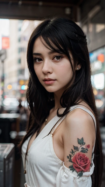 portrait, Tech Black, calm cyberpunk style, Tattoo on hand, white shirt, black suit, masterpiece, best quality, RAW photo, felix englund style, SIGMA 50mm F1.4, leica_style, candytt