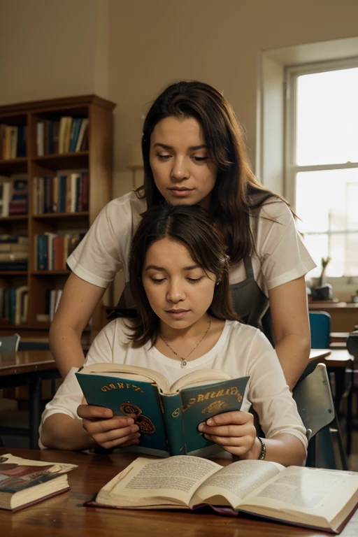 an animated image of superhero children studying with books in hands