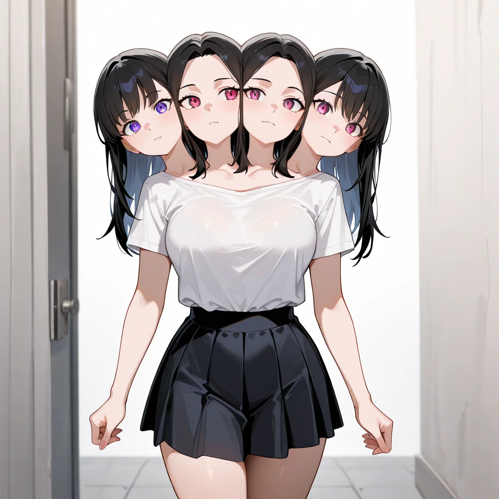 4girl,bob cut,short ponytails,beautiful girl,,(small brests:1.2),(skinny:1.2),,akb48,nogizaka46,long hair, short hair, multiple girls, (fullnude:1.7),pussy,soks, loafers, (hold a smartphone in hand:1.3),(white mask:1.0),stand evenly against the wall,early morning,pink panties,