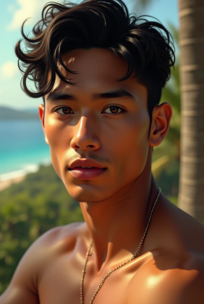RAW photo, male focus, candid, medium-wide shot, Pno, vibrant colors, masterpiece, beach, sunset <lora:XenoDetailer_v2:0.6> <lora:Pno_v1-gf:0.9>
