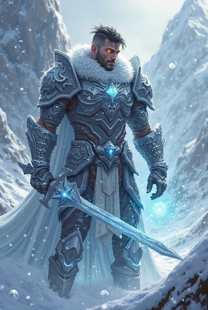 Winterman superhero with winter sword