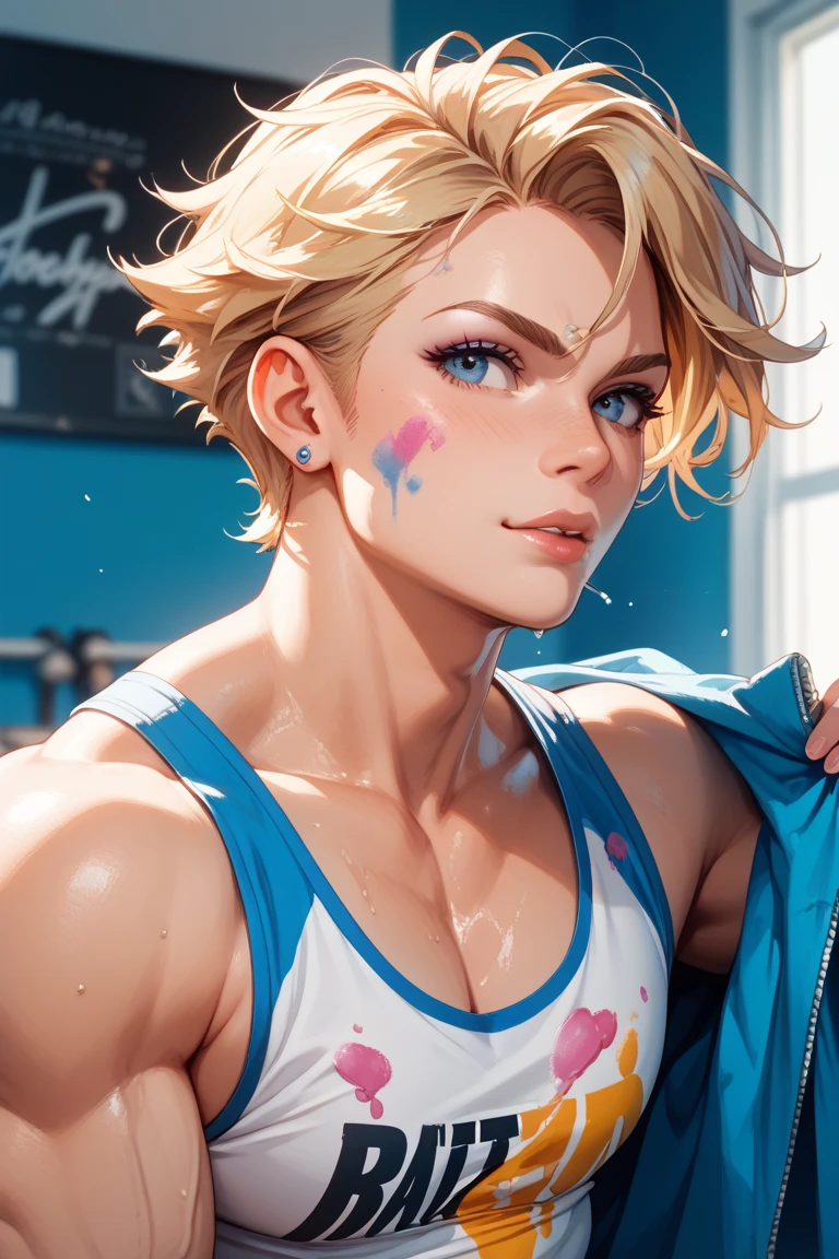 Handsome blonde with thick paint