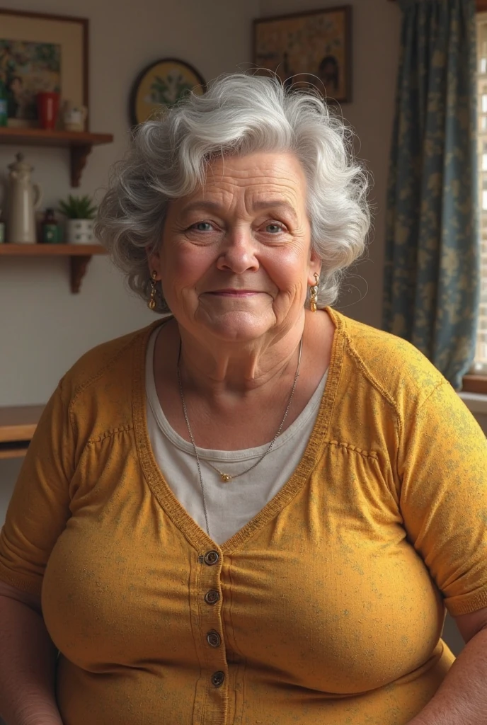 Older fatty women over 60 in room in stand hot Blush,