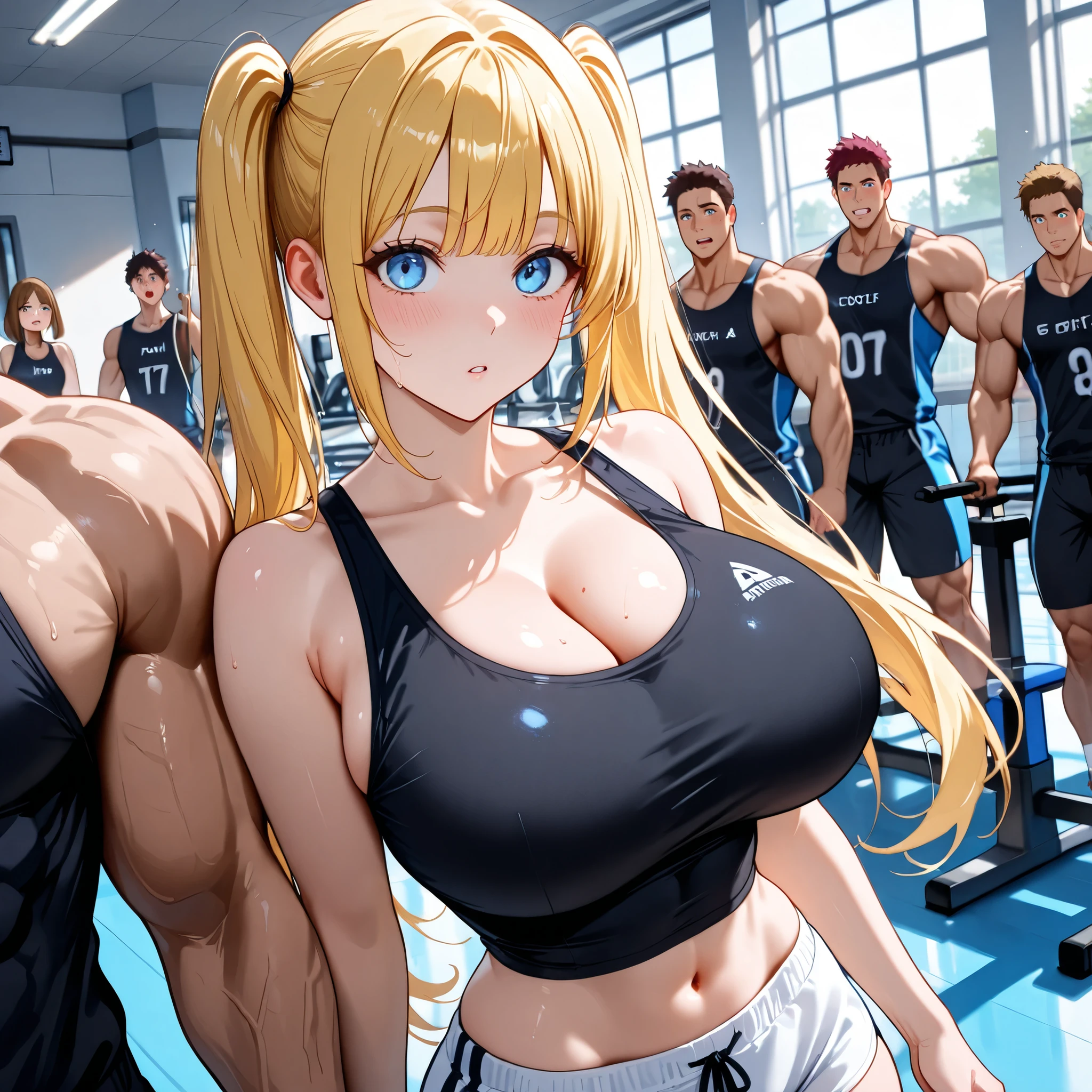 To create a high-quality Stable Diffusion prompt, based on the theme "Bimbo girl at the gym," I suggest the following prompt:
"(best quality,4k,8k,highres,masterpiece:1.2), ultra-detailed, cartoon Jap anim,vibrant colors, HDR, lovely bimbo girl lifting weights, venus body, revealing workout attire, fashionable gym shoes, dynamic pose, sparkling earrings, perfect makeup, glossy lipstick, captivating smile, short wavy blonde hair, toned arms,motivational gym environment, high-tech workout equipment, energetic atmosphere, gym mirrors reflecting her confidence, fitness trainer providing guidance, motivational quotes on the walls, gym logo in the background, empowering fitness atmosphere, bokeh lights adding a touch of glamour, inspiring fitness journey, intense focus, empowering workout session, surrounded by other gym-goers striving for their goals, determination, fitness inspiration, gym motivation, fitness-oriented lifestyle."