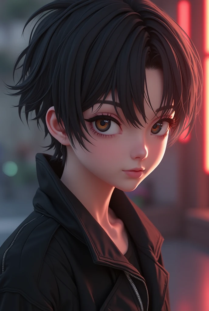 a close up of a person with a black jacket and a black jacket, cai xukun, anime realism style, heise jinyao, realistic anime artstyle, game cg, realism artstyle, 8k artgerm bokeh, 3 d anime realistic, realistic anime 3 d style, hyper realistic anime, smooth anime cg art, as a character in tekken