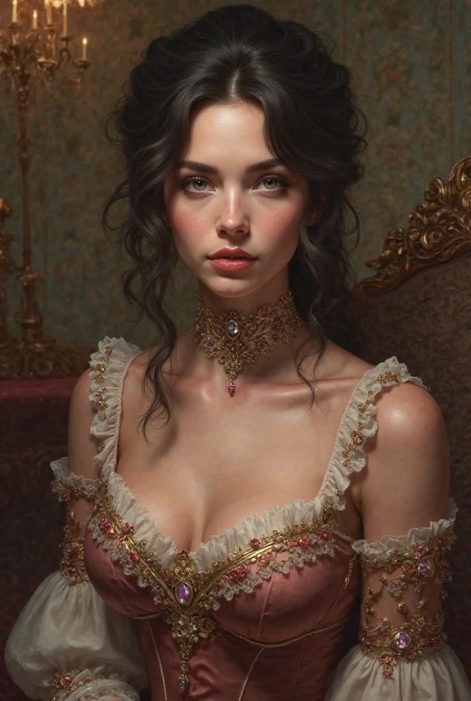 beautiful young girl in victorian attire with cleavage 
