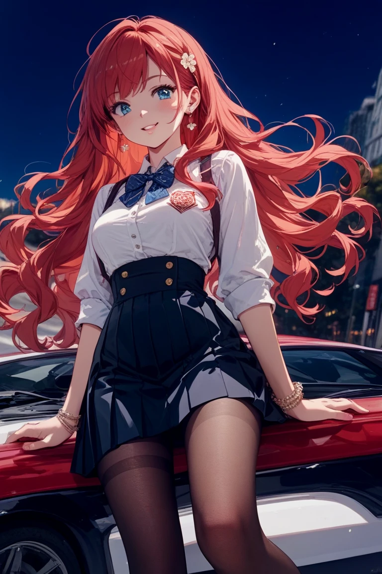 masterpiece、top-quality、超A high resolution、Girl in business suit、2D Beautiful Girl、soio、kindly smile、Red-haired、The long-haired、Eyes are drawn in detail、The face is depicted in detail、Clothes are depicted in detail、animesque、illustratio