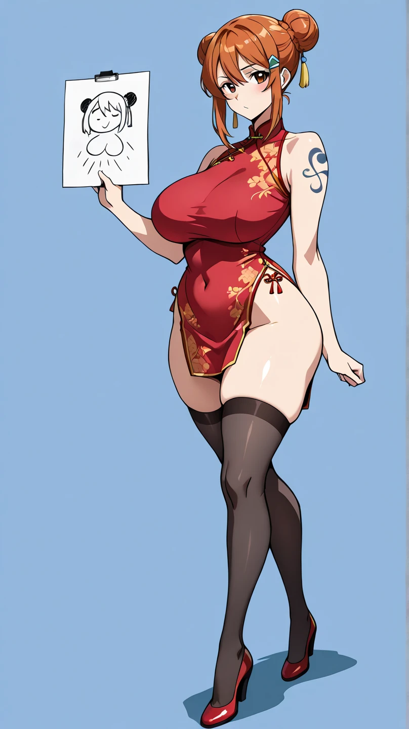 girl, solo, full body, from head to toe, standing, (Huge_Breasts:1.3),
Character Design Sheet, character reference sheet, character turn around,
1girl, short hair, red hair, ,sexy Chinese dress, sexy, short skirt, cleavage, Chinese dress, dress