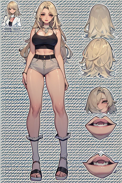 Female original character action reference sheet adoptable, Huge Breasts, Huge legs, bikini,