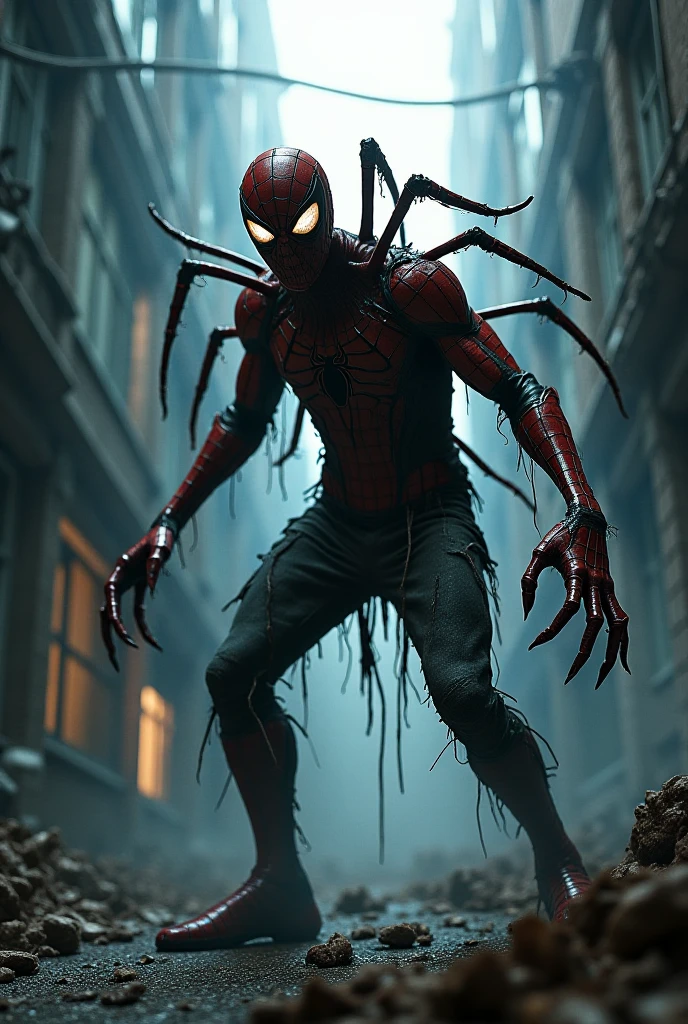 A spider type zombie gang attack a city 