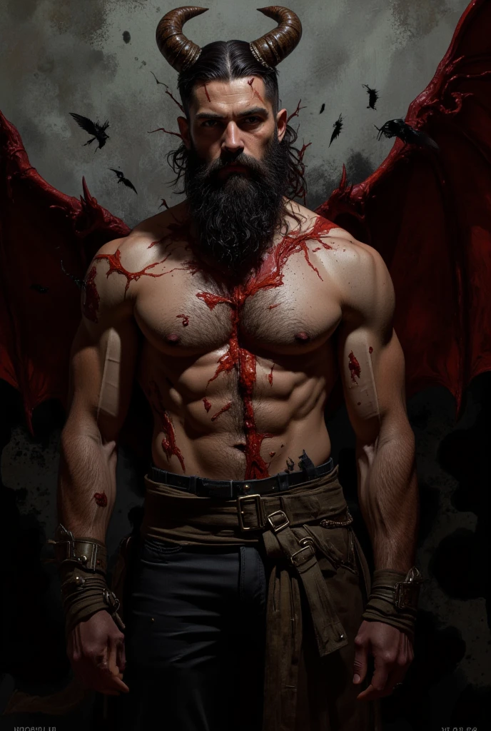 ((best quality)), ((masterpiece)), (detailed), perfect face,Male Body,Perfect Body,Body,Sixpack,perfect Abs,Whole Body,Male face,Whole Body,King,Golden outfits,black hair,shirtless,handsome,arms muscle,Using power,eyes,powerful man, Black loincloth,Look straight,Royal outfits,Vampire male,Fangs vampire,teeth,King Vampire,in the castle, outfits,royal pants,lips,magic ,sparkling ,Elf ears,Moon light,midnight,farmal,bats,flock of bats,supernatural,Bat wings,Demon