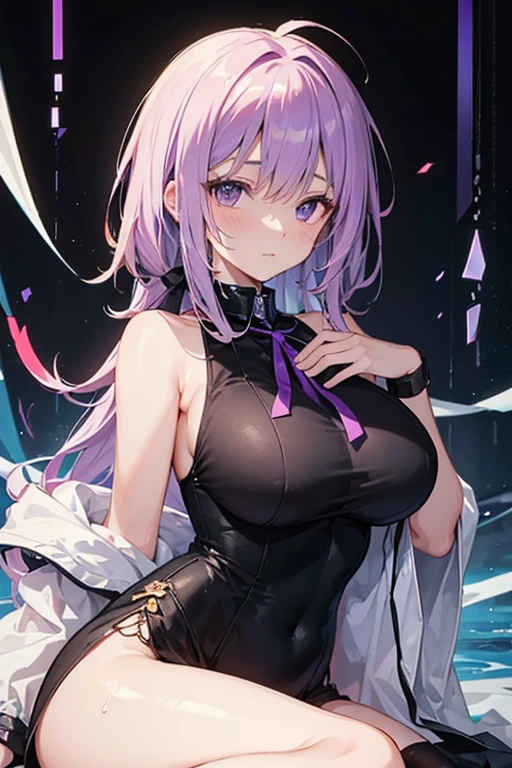 (3 ガール:1.8)、standing with legs apart、 1 cute girl, highest quality、ウルトラ - High resolution、High resolution、Detailed CG、8k unit wallpaper、20-year-old、beautiful and detailed eyes,platinum blonde hair、ランダムな髪型、(((Black and purple super shiny latex panties)))、((( black skin , Shirt with tie , cropped shirt , pleated skirt , cleavage ,オイル肌)))、(shiny body,:1.5)、 please be shy、(Ahegao:1.5)、(Stick out your tongue and drool)、full of embarrassment、セクシーなポーズ、((steam))