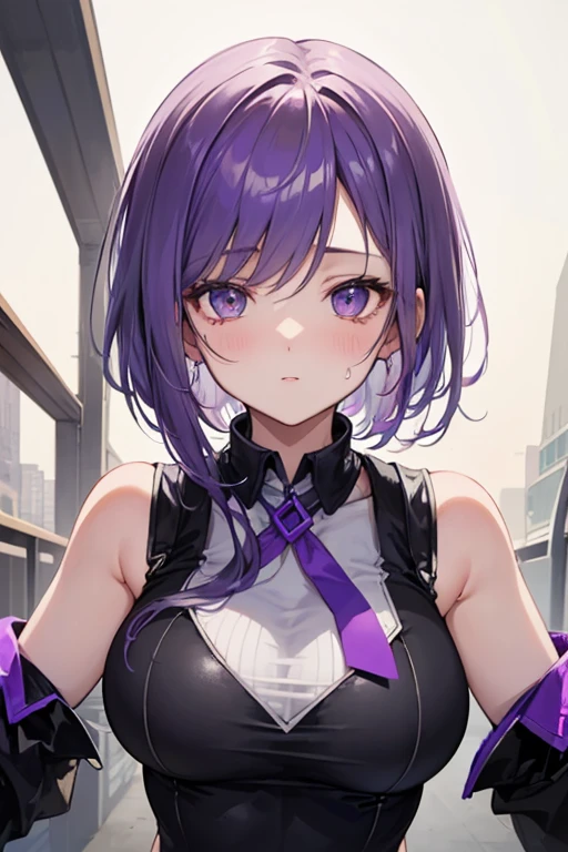 masterpiece, best quality, ultra detailed, watercolor and oil painting fusion, hot black artwork, white line art, beautiful woman, 1 woman, older woman kafka, beauty, perfect anatomy, perfect eyes, perfect fingers, perfect hands, anime girl, sexy uniform, thight, breast, purple hair, seductive smile, room background, with a finger in her mouth, soft, seductive, hot, spicy,