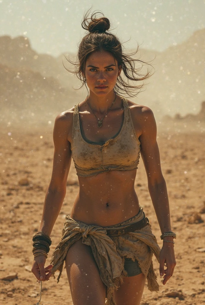 girl without a shirt in the post-apocalypse from the Stalker universe