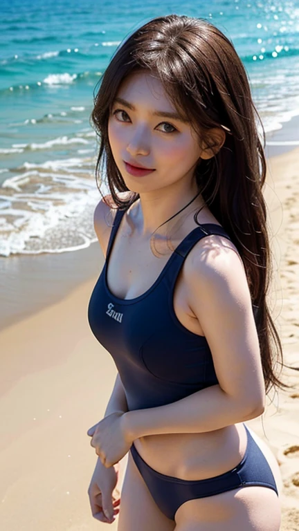 Korean Idol、Half Korean and half French、Small face、Big eyes、beautiful girl、Swimsuit、bikini、Beach、Spread your legs