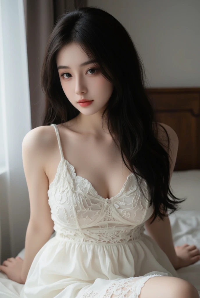 6 month old baby, beautiful detailed eyes, beautiful detailed lips, extremely detailed facial features, soft angelic smile, wearing white lace dress, delicate skin, chubby cheeks, mesmerizing gaze, macro shot, soft studio lighting, (best quality,4k,8k,highres,masterpiece:1.2),ultra-detailed,(realistic,photorealistic,photo-realistic:1.37),cinematic,warm color tones,natural lighting,porcelain skin,intricate details,adorable,cute,innocent
