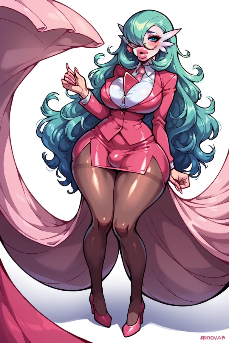 ((masutepiece)), ((Best Quality)), (GameCG), ((A sexy)), (Ero), comic book, Live performance venue, adult lady, 1girl in, Solo, robot suit, SF, Beautiful pink hair, A beautiful Blue eyes、(( beautidful eyes)), Long hair, large full breasts, wearing underpants, (leotard), gloves, Hair ornaments, horseshoe-shaped hairband, blush, Ahegao, steam effect,(High legsuit) ,Dig into the crotch、Inter-strands、teats、Green feather decorations on the left and right sides of the head、Transformation Heroine、thigh high boots、Full body standing picture、Translucent visor that covers the eyes、