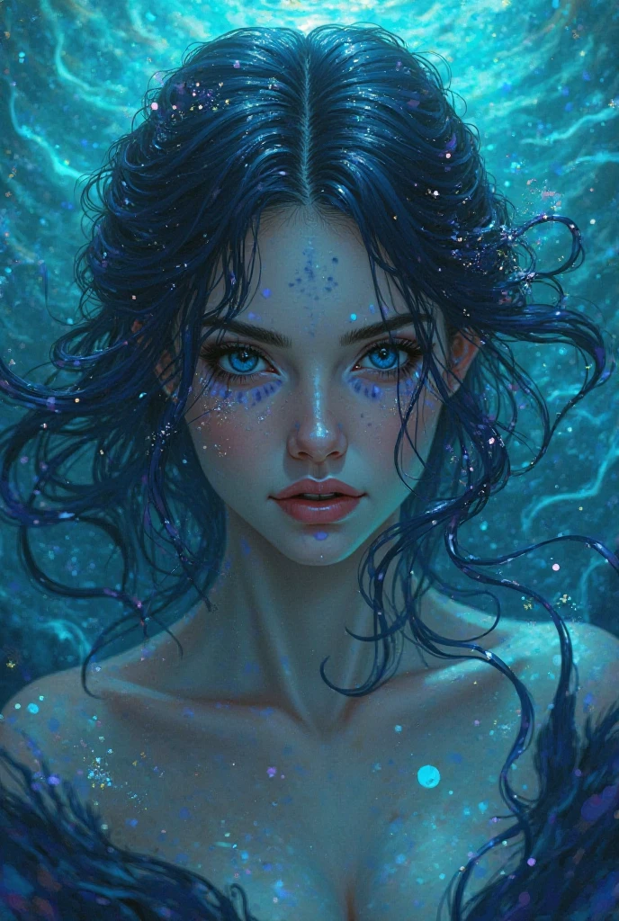 splash ink art, oil paint art, water design, Impressions of fire, splash blak ink, splash white ink, splash blue ink, high detailed, high qulity, girl, naked, orgasm face, side view, high detailed eye, high quality pupil, double eyelid, face paint, colorful color hair, beautiful tits, high quality nipple, high detailed skin, high quality skin, masterpiece,