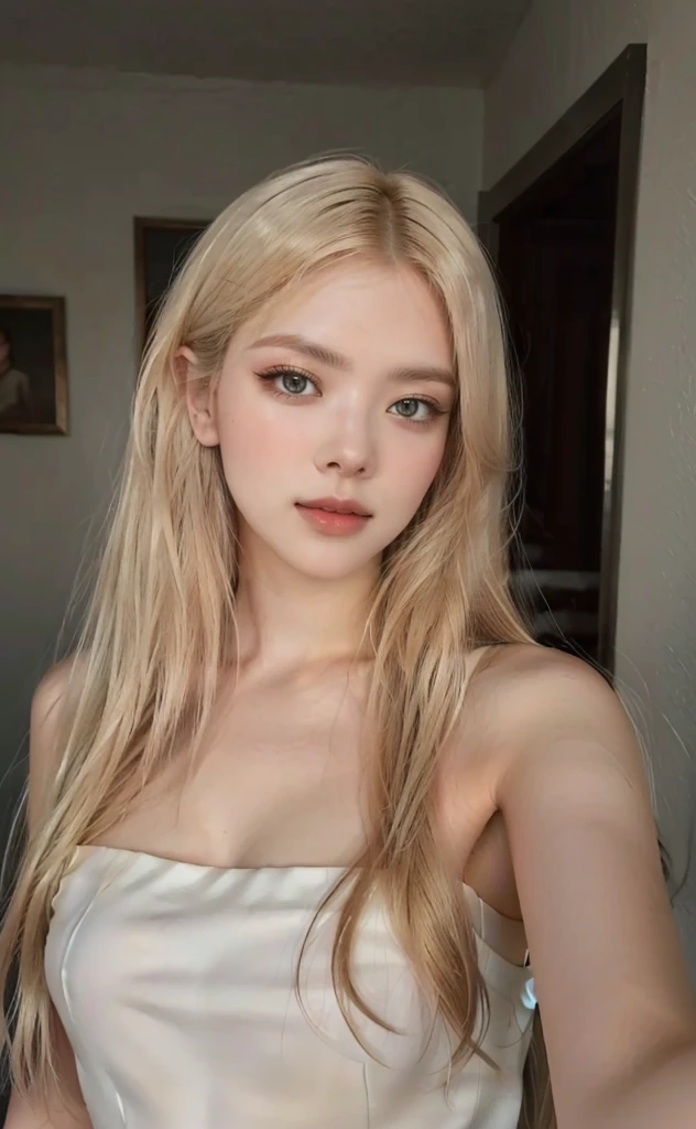 Mujer araffed en un sujetador rojo sosteniendo un paraguas azul, ulzzang, muchacha coreana, maquillaje popular de corea del sur, hermosa mujer surcoreana, maquillaje coreano popular, hermosa joven coreana, modelo de instagram, very very pale blonde hair, hermosa joven coreana, extremely pale blonde hair, pale porcelain white skin, beautiful asian girl, pale, shiny skin, asian girl