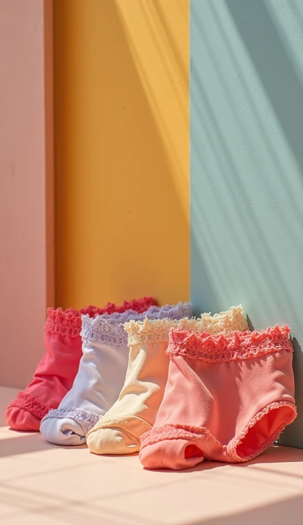 Four sisters with big breasts wearing cute underwear and cute bras、Cute white bra with ribbon、White and light blue checked bra、Cute orange bra、White underwear with cute ribbon、White and light blue striped pants、Cute orange underwear、Sandy beach, calm and clear sea and blue sky、barefoot、Drenched T-shirt、Cute underwear visible when skirt is lifted