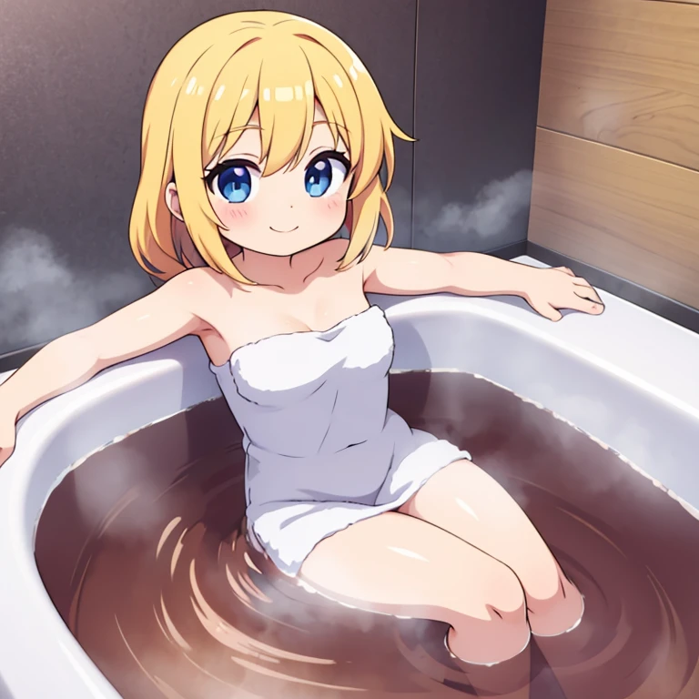 anime anime, young girl laying in the bathtub with her hand on her chest