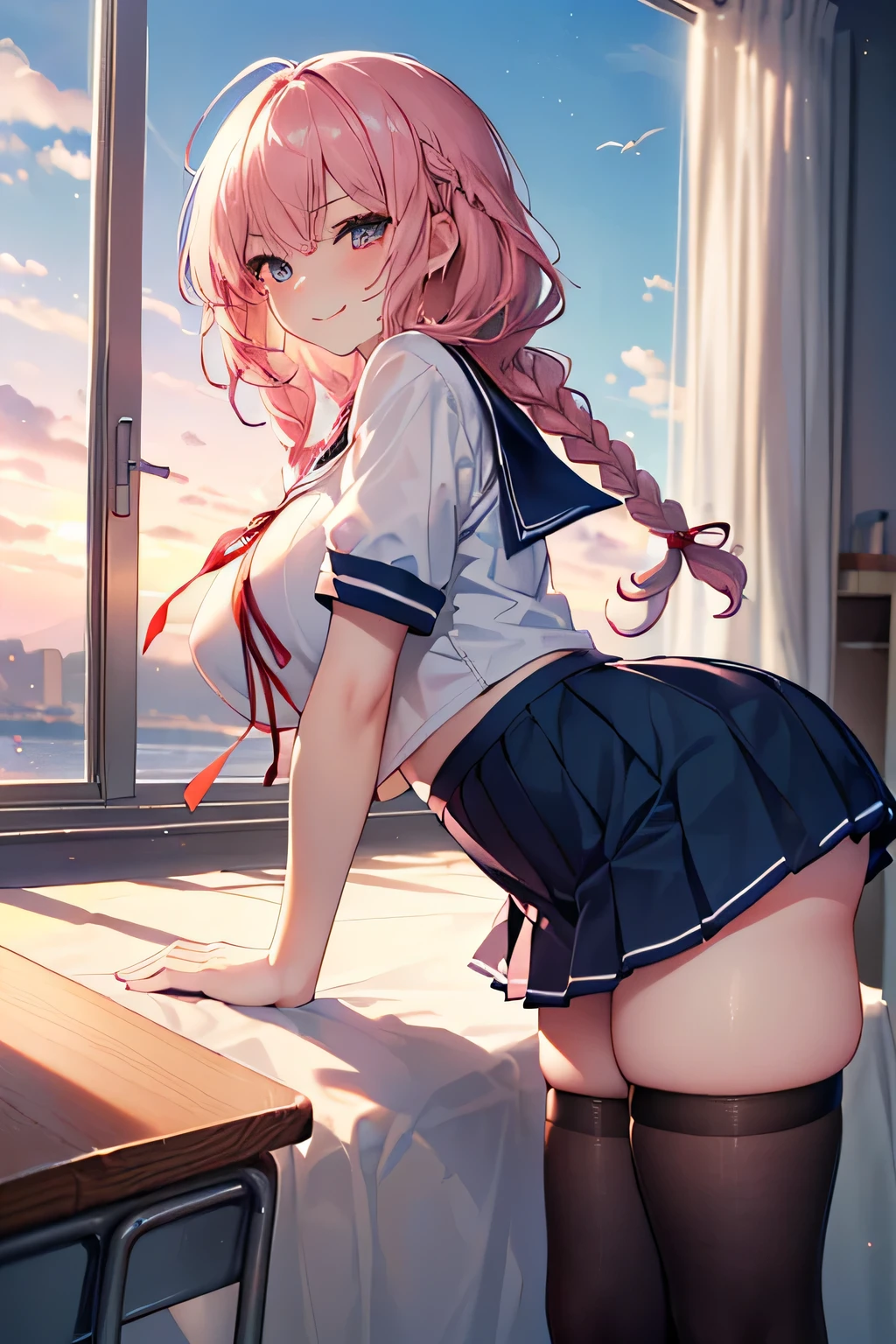 Anime Waifu beautiful detailed eyes, beautiful detailed lips, extremely detailed eyes and face, longeyelashes, 1girl, sensual, young woman, medium breasts, beautiful feminine face, nice thighs, slim, sexy, erotic, beautiful clothes, perfect body, cinematic lighting and framing, (best quality,4k,8k,highres,masterpiece:1.2),ultra-detailed,digital painting,portrait,glamorous,highly detailed,soft lighting,warm color tones masterpiece, High resolution, perfect face, Japan beauties, 30 years old, beautiful face, white background, high school student, skirt, embarrassed look, look at the camera, (top quality eyes), detailed texture, Look at me, Married woman, cool women, ((high resolution eyes)), hentai, from below angle 
