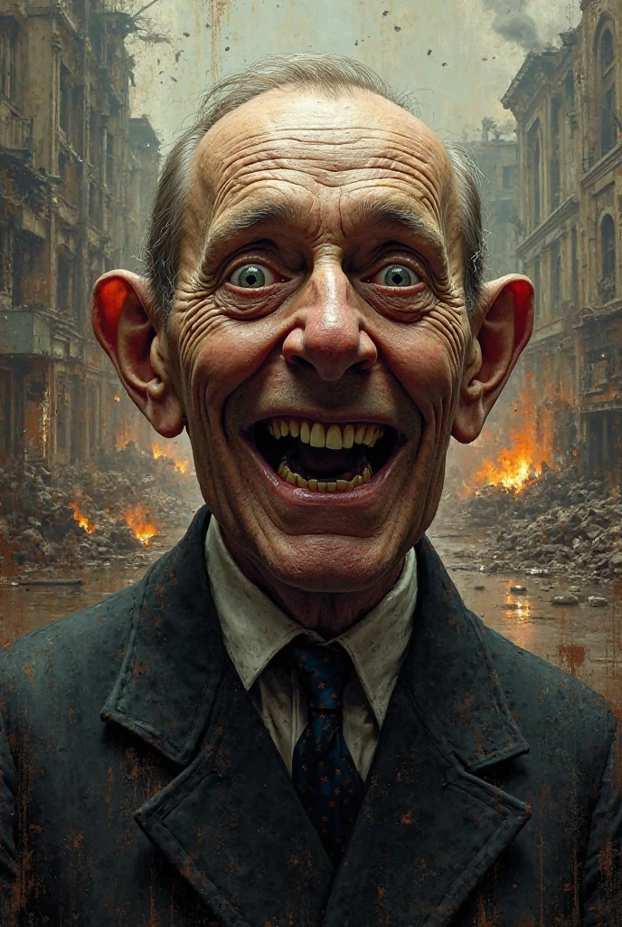 Friedrich Merz scared deformed face Happy war 