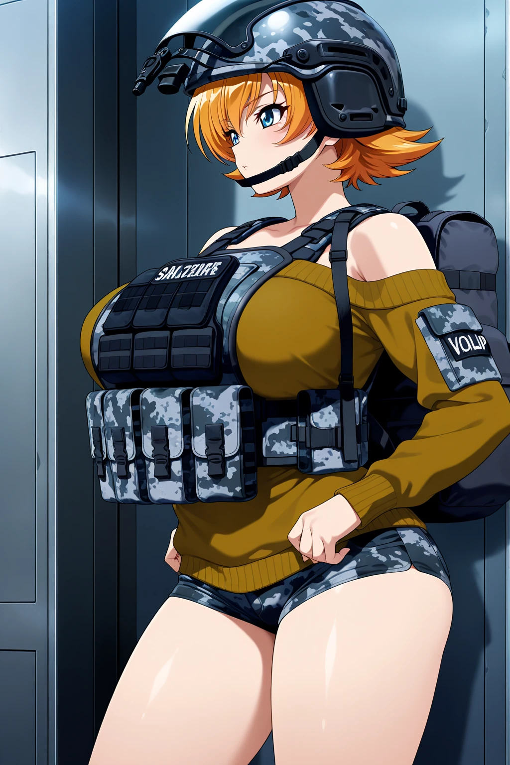 Mina ashido, hero clothe, big thigs, marked body, scene post apocalyptic, pant pull down