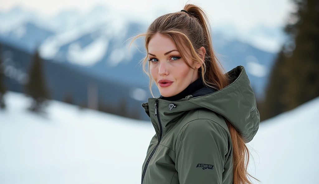 a photo of Gigi Hadid skiing, wearing a furry winter jacket, best quality <lora:gigihadid_SDXL:0.75>