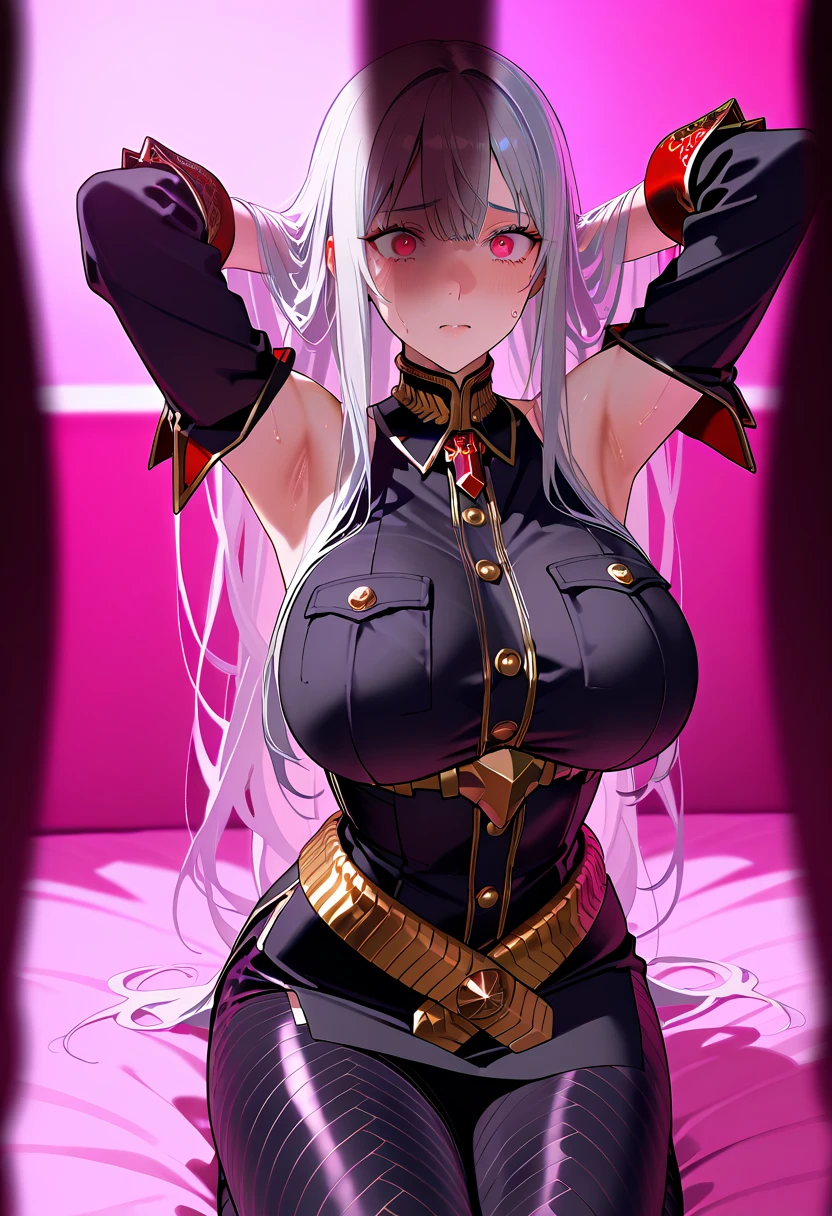 Character:
Gender: Female
Body type: Curvy with large breasts (use one descriptor: curvy breasts)
Skin tone: Not specified (can be left out or chosen later)
Attire:
Innerwear: Mesh stockings (optional, can be replaced with opaque stockings for a more subtle look)
Dress:
Options:
Long dress (victorias clothing style)
Long skirt with a coat or vest (more classic style)
Other options (choose one):
Polo shirt (modern look, contradicts medieval setting)
Black pantsuit (modern look)
Knight's armor (contradicts stockings and revealing outfit)
Pose:
Full body standing
Holding a bouquet of red roses
Setting:
Choose one:
Forest (matches with plants description)
Medieval city (matches with knight armor option)
Additional Notes:
Style:
Best quality
Very detailed
Ultra 8k resolution
Perspective:
Avoid bottom view (can be considered sexually suggestive).
Choose a more neutral full body view (portrait or full body)
Conflicting elements:
Prompt includes both modern and medieval elements. Choose a cohesive theme (modern or medieval) based on the desired outfit (victorias clothing, knight's armor, etc.)