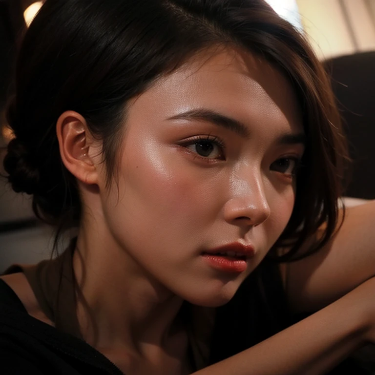 (Photorealistic, Raw photo, Highest Quality, masterpiece, Best Quality, Perfect body, Detailed beautiful face, of the highest quality, K huge file size, Super Detail, High resolution, Very detailed, Highly detailed, 8K Wallpaper, Detailed beautiful skin), Slim Girl Model, 24 year old female model, SEX, (vaginal :1.2), Spread legs, wide-open legs, bent forward, In a dark bedroom, At night, (Sexy Nightshirt), (Lift Shirt:1.3), (Small breasts), (faceless male on face:1.3), POV, (From below)