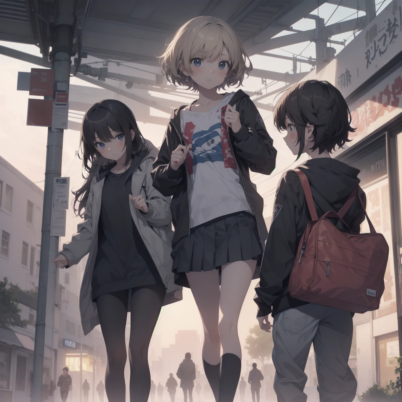 ultra-absurdres-Top quality by artist God, ultra-detailed, high resolution, anime moe artstyle, best anime 8k konachan wallpaper, pixiv contest winner, pool:2810, perfect anatomy,break, 1girl, (Please draw a girl walking sleepily to school alone. )break,(Solo,little female,o:1.3),Full limbs, ,a junior high school student, (very short hair), short cut, flat chest, , small butt, small black eyes, beautiful detailed eyes, well-proportioned iris and pupils, expressive eyes, highres detailed hair, soft expression, sailor school_uniform,  bow, pleated skirt,(Detailed Lighting), (Detailed background), in the School commute route. break,super detailed skin, Best cinematic lighting powered by famous artist, 8k,beauty illustration,photoshop_(medium),very aesthetic,break,((artist:beni_shake )), artist:mitsumi_misato,artist:fujiyama ,artist:kokonoka ,
