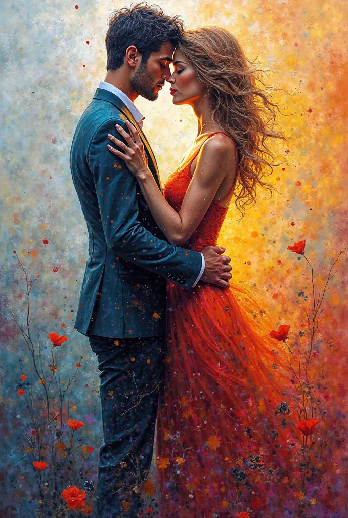 An abstract painting of a couple 