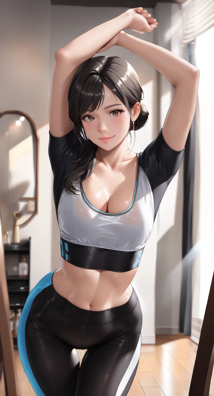 Alafed asian woman in black sports bra top and black tights, Chun-Li at the gym, Yoshitomo Nara, flushed and sweaty, Aoi Ogata, Chiho Aoshima, Japan model, Omina Tachibana, Koji Ayami, sweat, Yuka Kazami --auto --s2