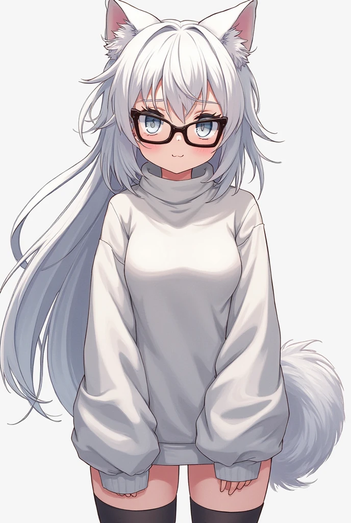 best quality,best resolution,(fluffy anthro furry :1.6),(young :1.8),cat girl,small breasts,white hair,long hair,purple eyes,glistering eyes,sparkle eyes,(white fur :1.6),naked,glasses,white long shirt,open shirt,beautiful love hotel,stand,sweating,heavy breath,morning,very hot,steam surrounded,full face blush,looking at viewer,(heart expression eyes),(heart eyes),passionated face,smile,shy pose