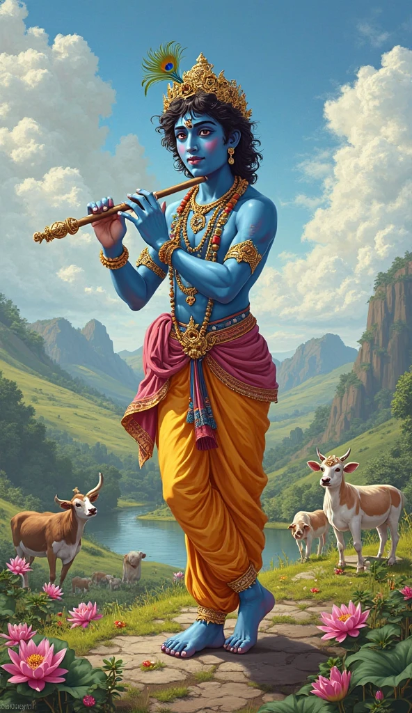 Krishna with a cat