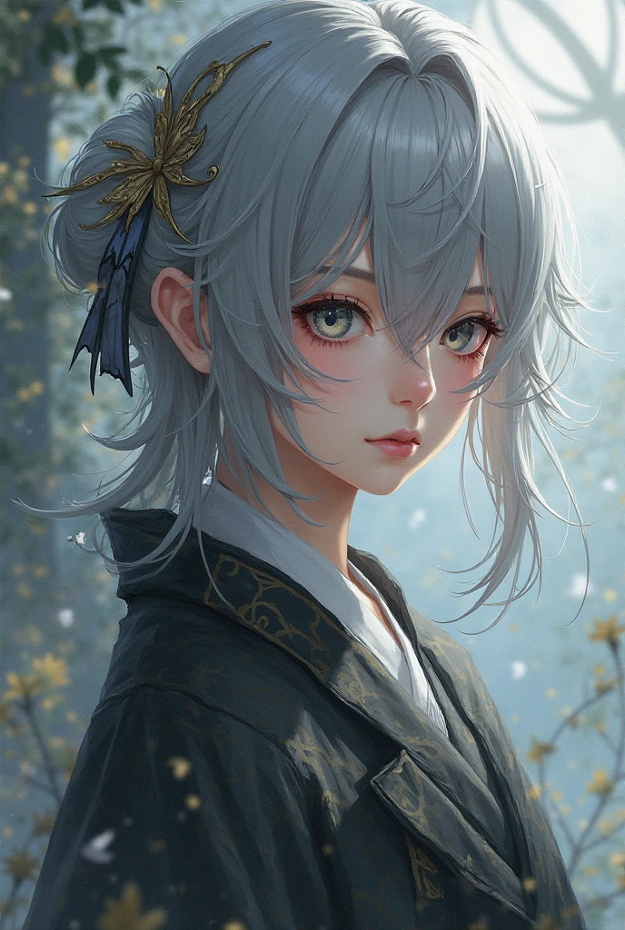 Nahida from gwnahin impact with gray hair and eyes