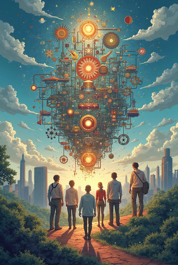 Make an image of all the competencies of the market united in itself