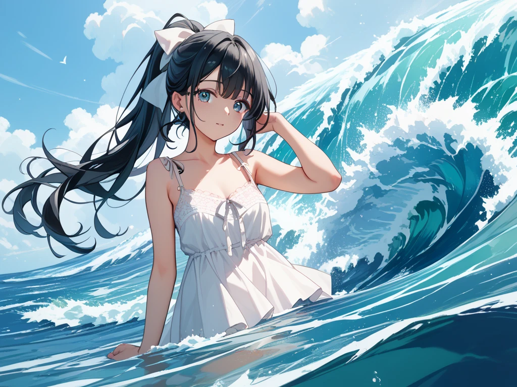 yukinoyukinoshita, Yukino yukinoshita, Black Hair, blue eyes, Long Hair,smile, Small breasts,happy smile, smile, Close your mouth,
, Sleeveless white dress,White long skirt,Cute Sandals,walking,Real Summer,Daytime,sunny,whole bodyがイラストの中に入っていくように,
break outdoors ,city,Building district,Coastal Road　　　　　　　　　　　　　　　break looking at viewer, whole body,
break (masterpiece:1.2), highest quality, High resolution, unity 8k wallpaper, (shape:0.8), (Beautiful and beautiful eyes:1.6), Highly detailed face, Perfect lighting, Extremely detailed CG, (Perfect hands, Perfect Anatomy),